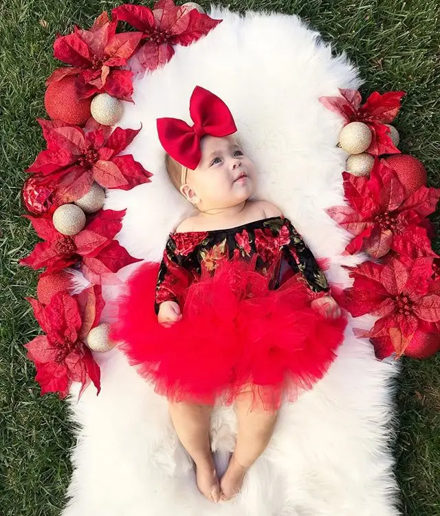

0-24 Months 3PCS Newborn Baby Girl Clothes Sets Floral Print Romper Jumpsuit+Tutu Skirt+Headband Outfit Set KF748
