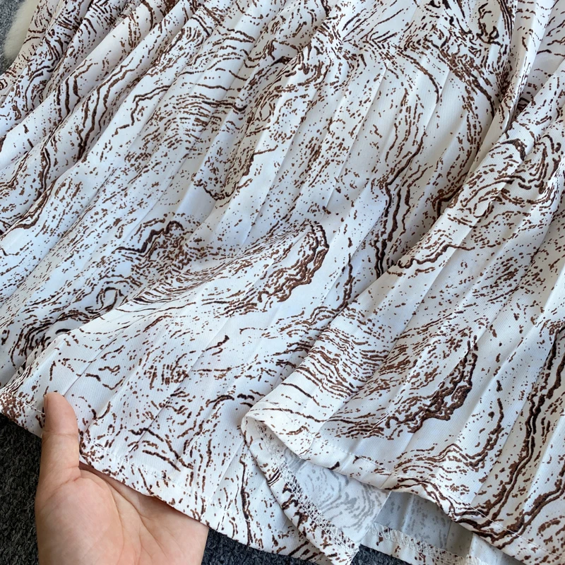 

Dresses For Women 2021 Elegant Print Pleated Dress V Neck Sleeveless Sexy Spaghetti Strap Summer Chiffon Midi Dress