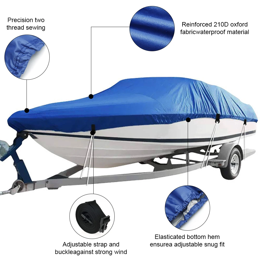 Брезентовый чехол для лодки Barco, 11-13/14-16 футов, защита от УФ-лучей, водонепроницаемый, прочный, 210D 420D, морской, подходит для перевозки на прицепе.