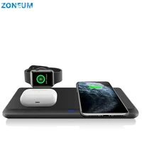 zoneum 3 in 1 15w 3 in 1 qi wireless charger stand for iphone 12 apple iwatch airpods pro samsung phone l03