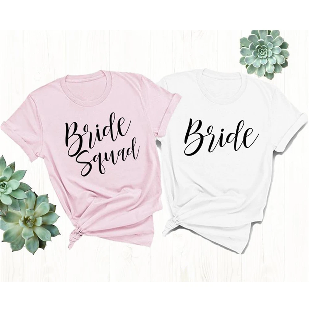 

tops t shirt nice summer lady crew neck graphic t-shirt bride squad letter print t-shirt trendy bachelor party
