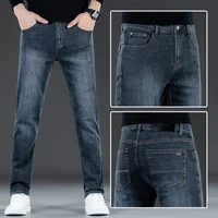 2022 spring autumn new mens jeans comfortable simple versatile micro elastic urban casual male trousers straight pants