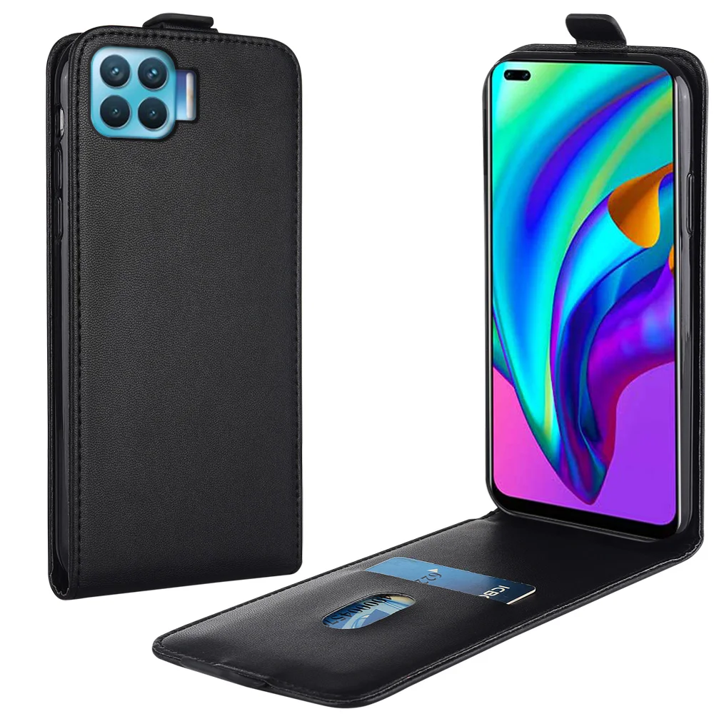 

Flip Up and Down Leather Case for OPPO Reno4 Lite CPH2125 CPH2001 CPH2021 Vertical Cover for OPPO Reno 4Lite Case Phone Bag