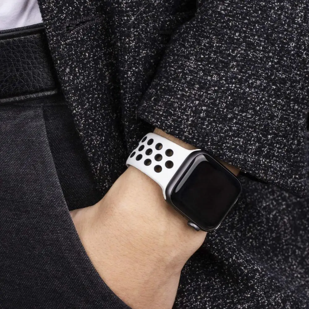 Ремешок силиконовый Solo Loop для Apple Watch Band 44 мм 40 38 42 Воздухопроницаемый Эластичный