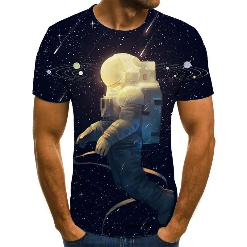 

Summer new 3d printed T-shirt spaceman astronaut men's short-sleeved shirt interesting t-shirt punk anime gothic top