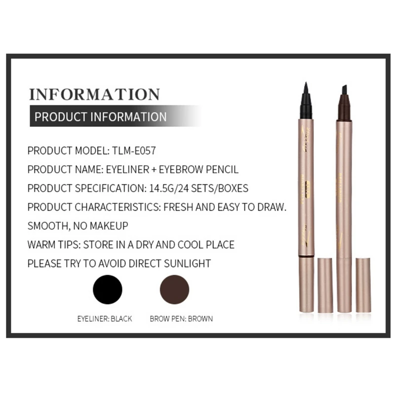 Двухсторонняя быстросохнущая подводка для глаз карандаш бровей стойкая