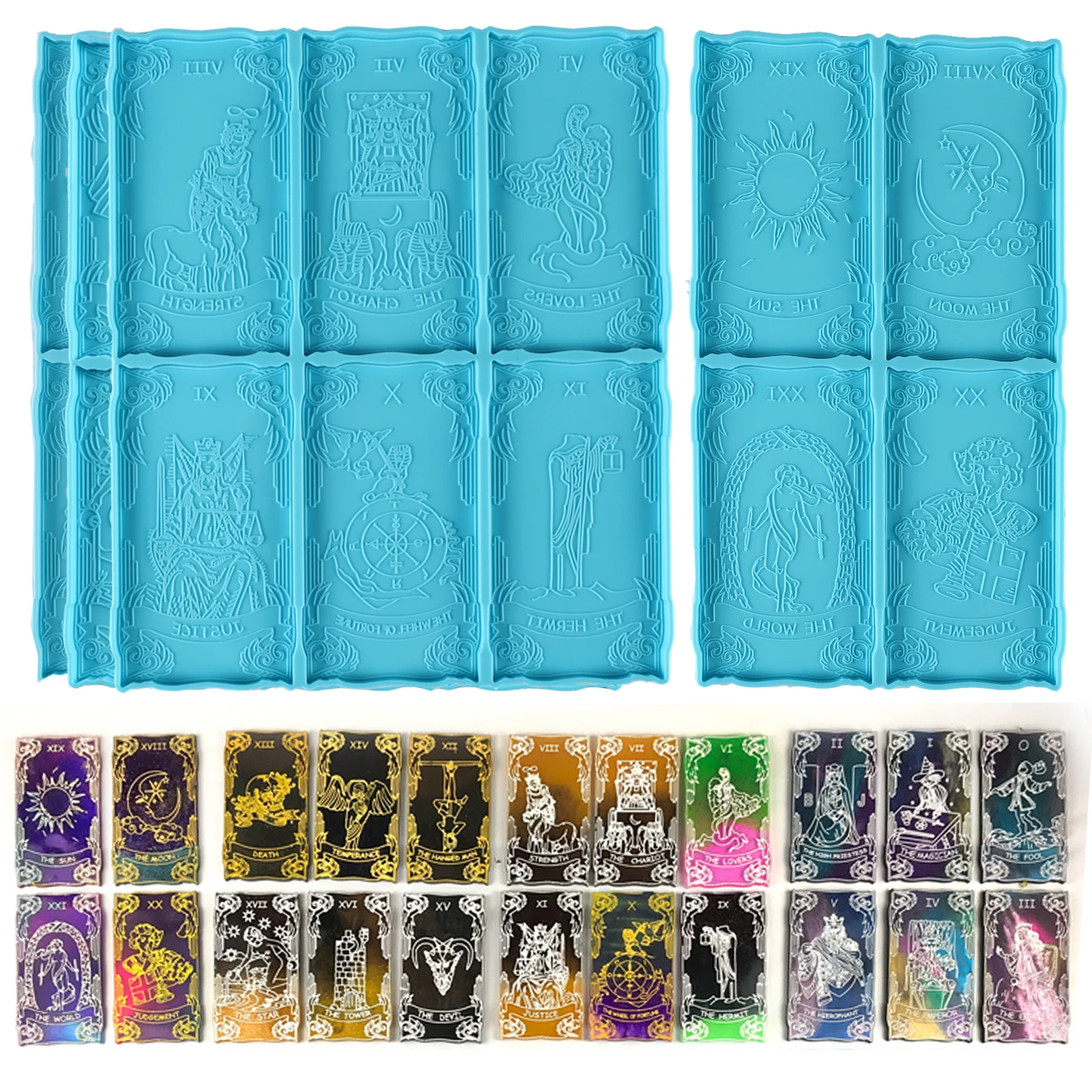 

70*100mm Large Tarot Resin Molds DIY Epoxy Resin Mold Silicone Tarot Cards Molds 22 Types Major Arcana Deck