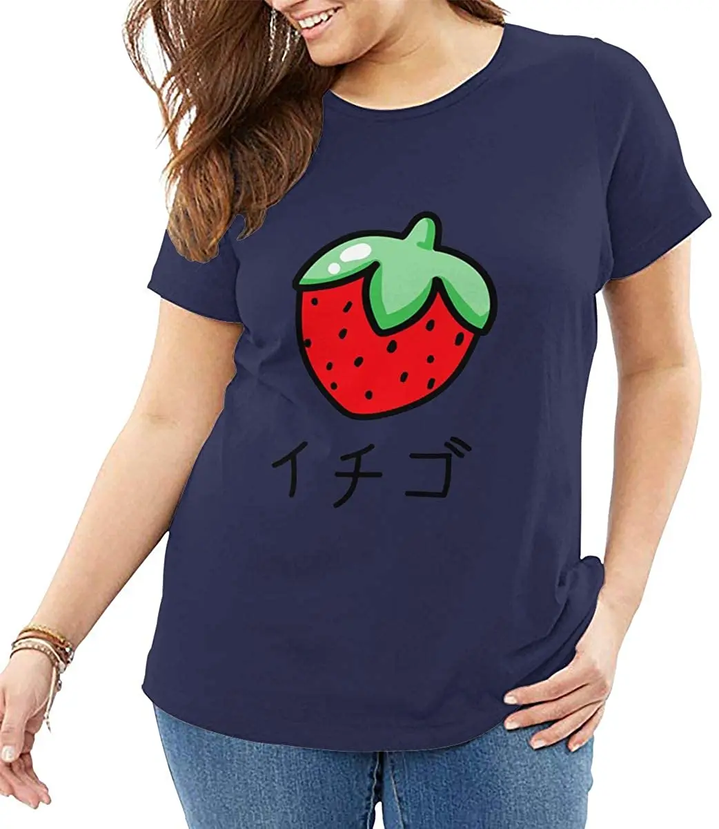 

Red Strawberry Womens Plus Size Tops Short Sleeve O-Neck T-Shirt Casual Tshirts Breathable Fashion Tee