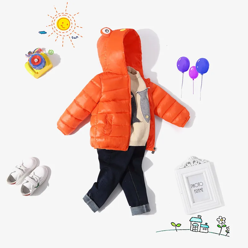 

2019 New Baby Girls Boy Parka Light Kids Jacket Hood Cotton Down Coat Autumn Winter Children Jacket Thick Warm Outerwear Clothes