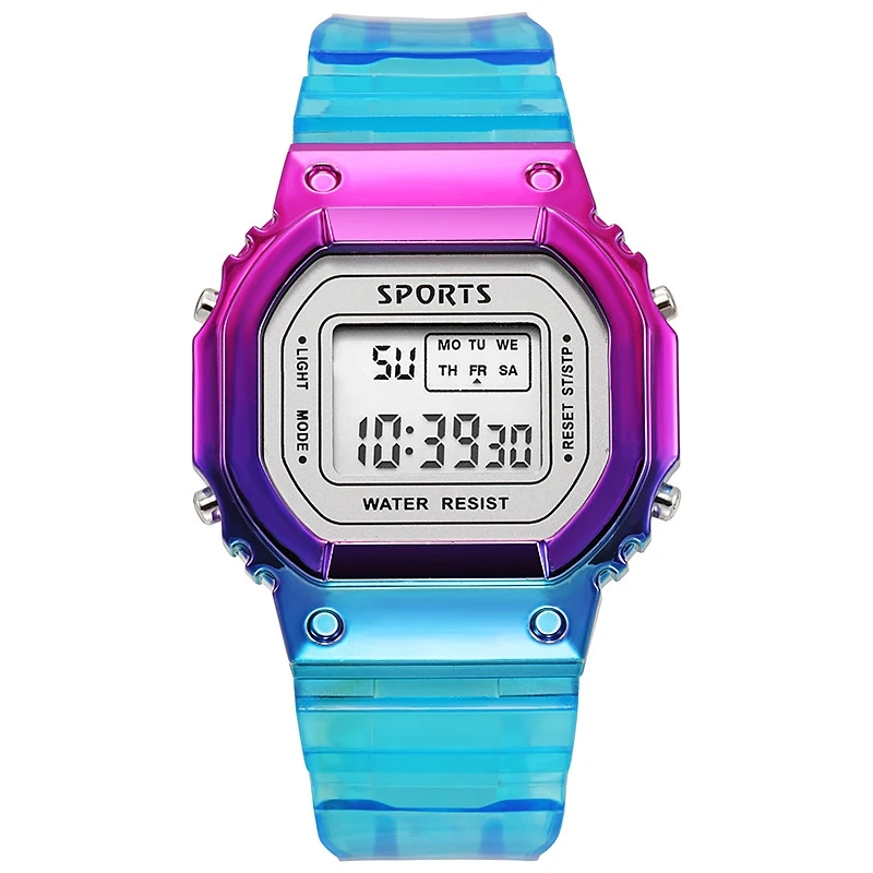 Shock LED Sport Watch Multi-Functional Dial Alloy Digital Watches Candy Color Student Electronic Wristwatch For Boy Girl