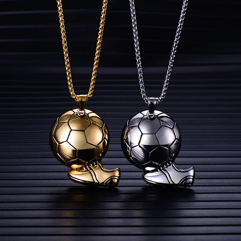 

Men Hip hop Football Shoes Soccer Pendant Necklaces Stainless Steel never fade Hiphop pendants necklace fashion jewelry gifts