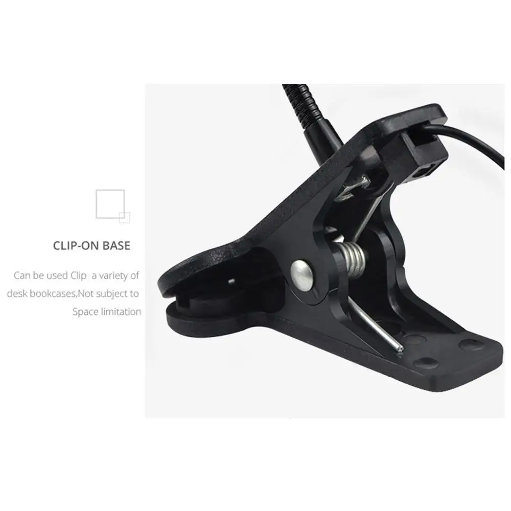 Светодиодная лампа на гибкой ножке USB-светильник для чтения с держателем клипсе