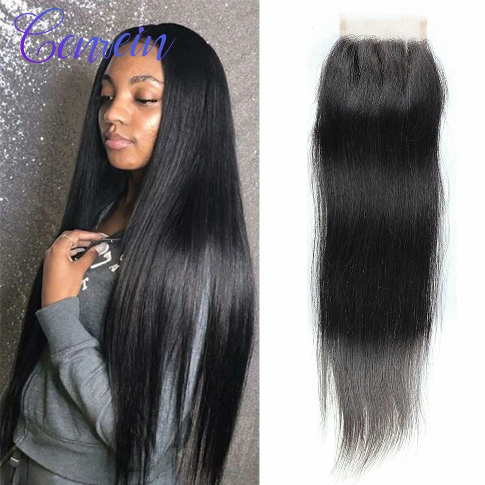 

Genrein Bone Straight Lace Closure 4x4 Lace Closure Middle/Three/Free Part Brazilian Remy Human Hair Lace Closure