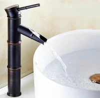 bamboo style black oil rubbed bronze antique brass bathroom sink basin mixer tap faucet one hole single handle mnf053