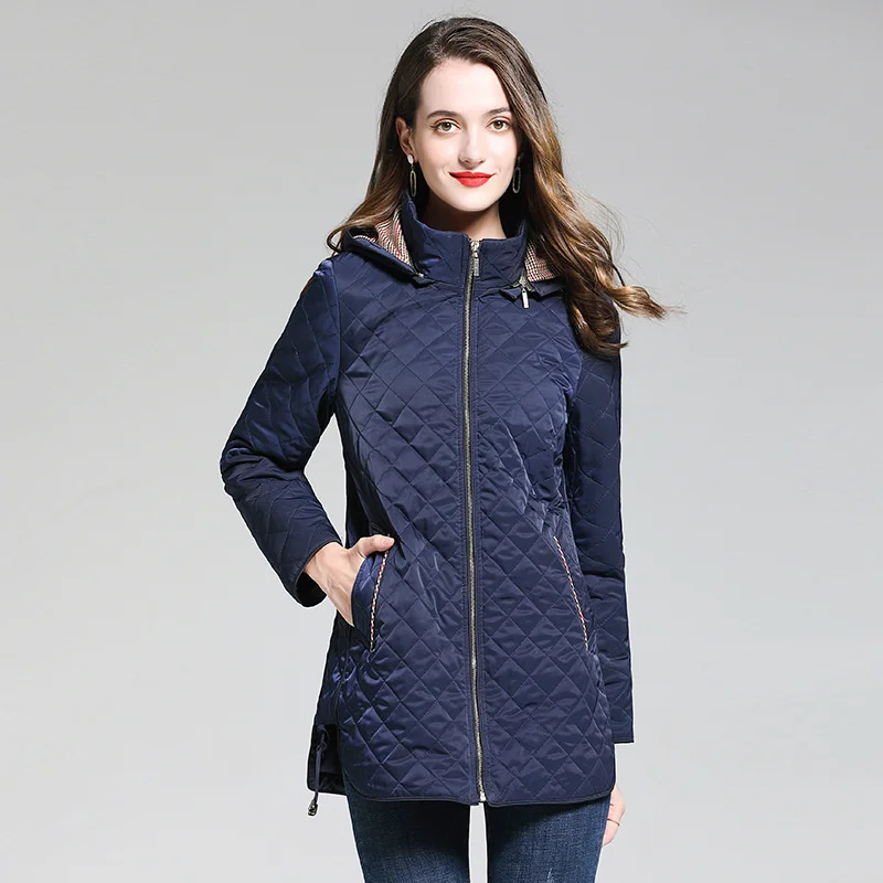 

cotton jacket women's middle long loose oversize winter new hooded casual work down