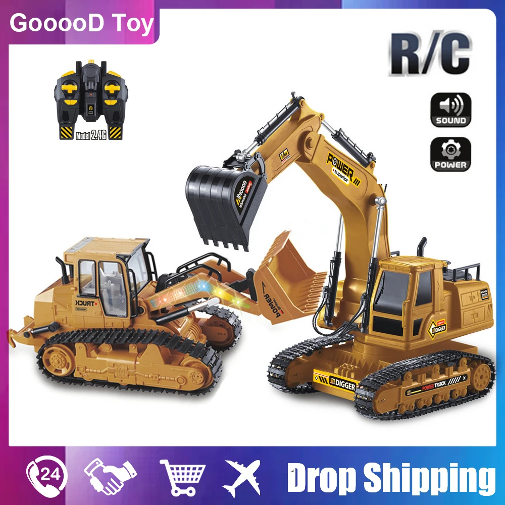 

RC excavator Dumper Bulldozer 2.4G Remote control forklift tractor RC Car Diggy caterpillar Engineering Vehicle toys for boy kid