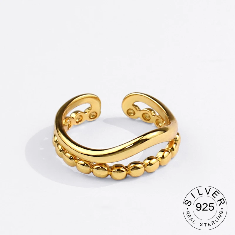 

925 серебряные кольца для женщин в горошек Мяч Линии Винтаж свадебное Трендовое ювелирное изделие больших регулируемых антикварные кольца ...