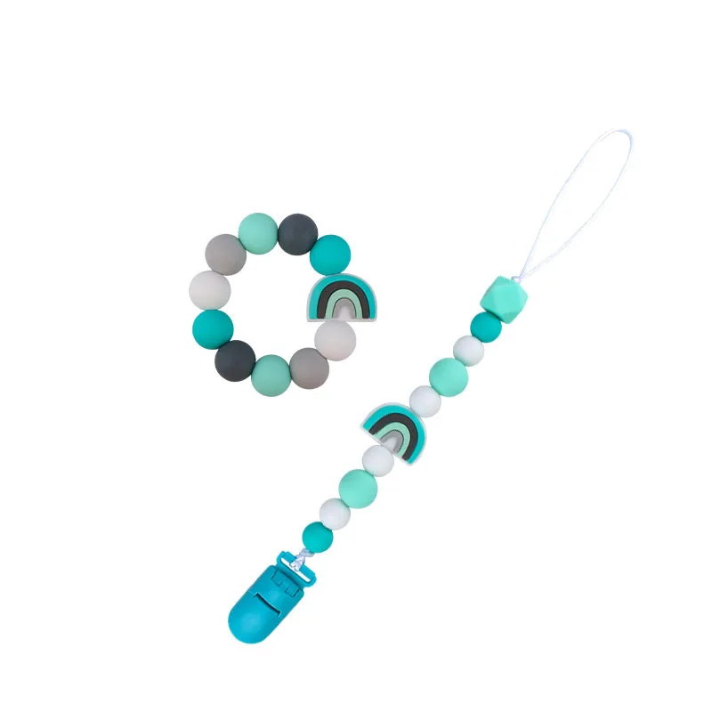 

Baby Nipples Clips Silicone Wrist Teething Beads Newborn Baby Shower Gift Silicone Dummy Pacifier Holder Baby Pacifier Chain