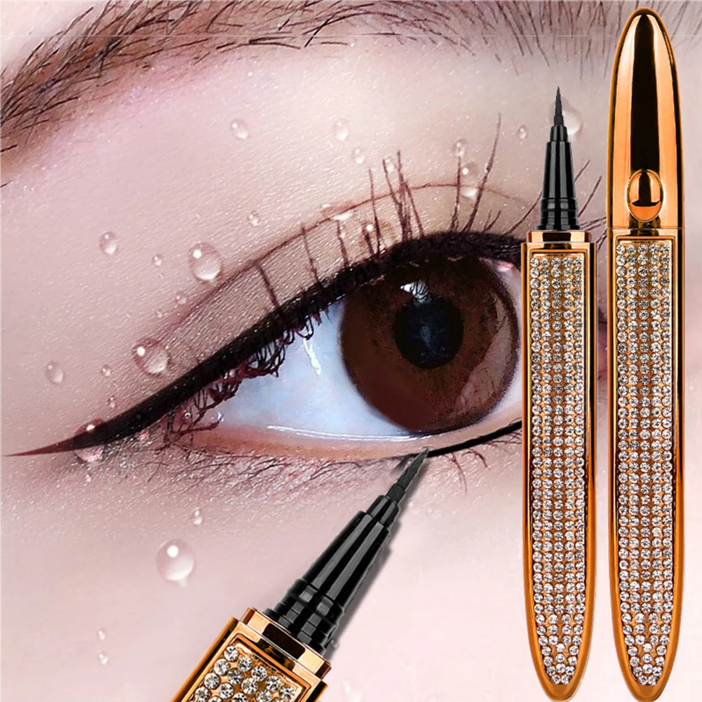 2021 Self-adhesive 2 In 1 Magic Lash Liner Glue Pen Non Magnetic No Diamond Bling Glitter Liquid Eyeliner Waterproof | Красота и