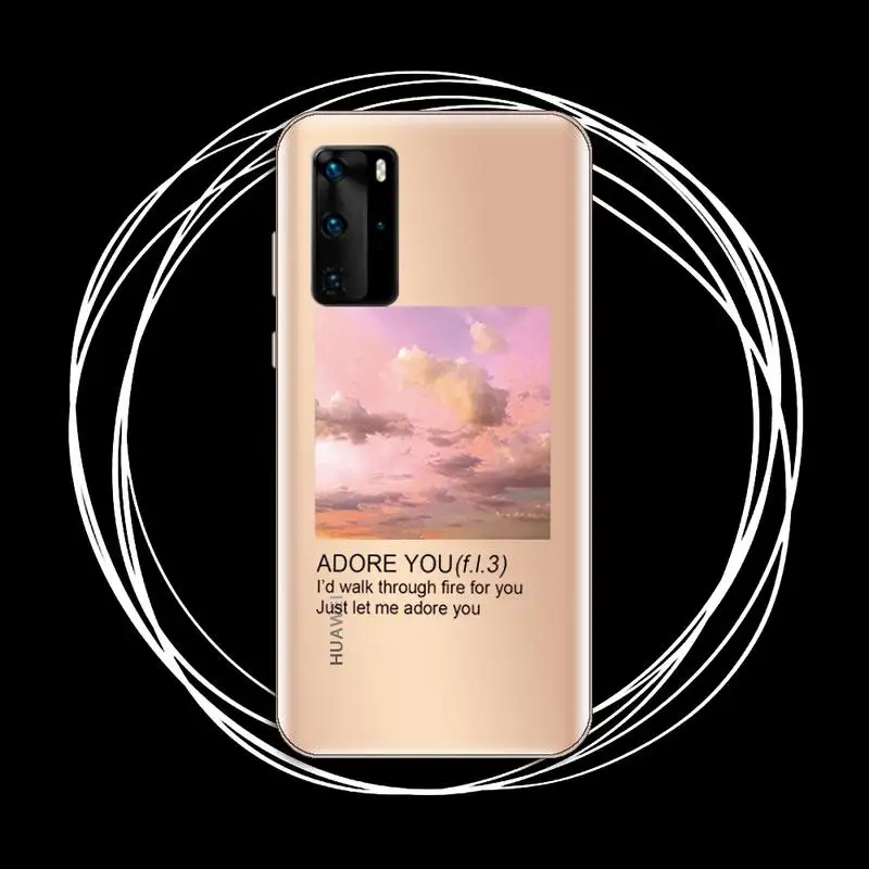 

Aesthetics Flower Summer Pink Clouds Phone Case Transparent for Huawei P honor 8 10i 20 30 40 smart 2019