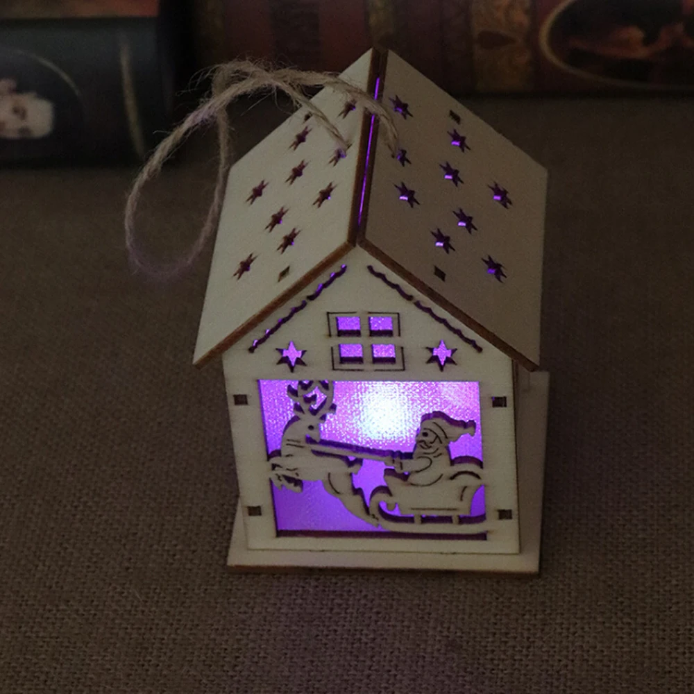 Hot LED Merry Christmas Decoration for Home Lighting Glowing Wooden House Tree Decorations Pendant DIY Gift Window Dis | Дом и сад