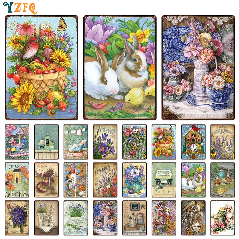 Винтажные Цветочные знаки табличка металлический фермерский настенный бар