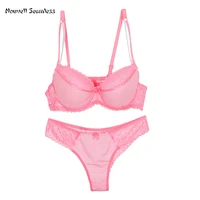 nouvelle seamless new sexy lace bras set bcde cup french bow underwear brassiere and panty push up demi lingerie for womens