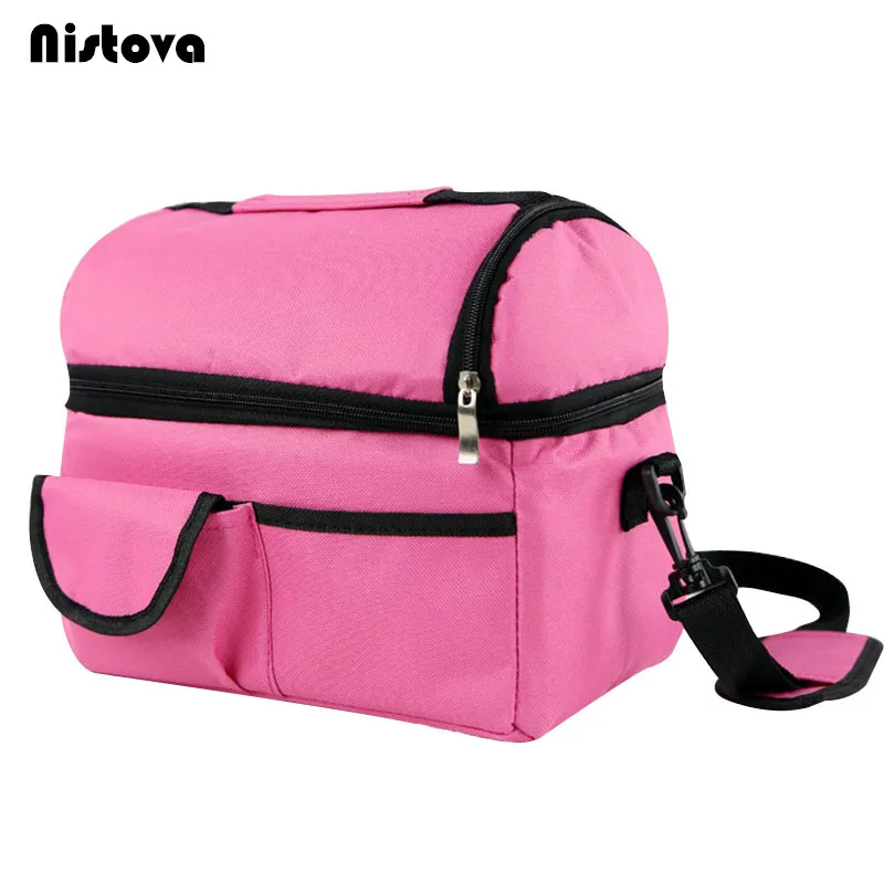 

Lunch Box Double Layer Cooler Thermal Leisure Picnic Breast Milk Food Portable Messenger Luggage Bags For Women Or Man