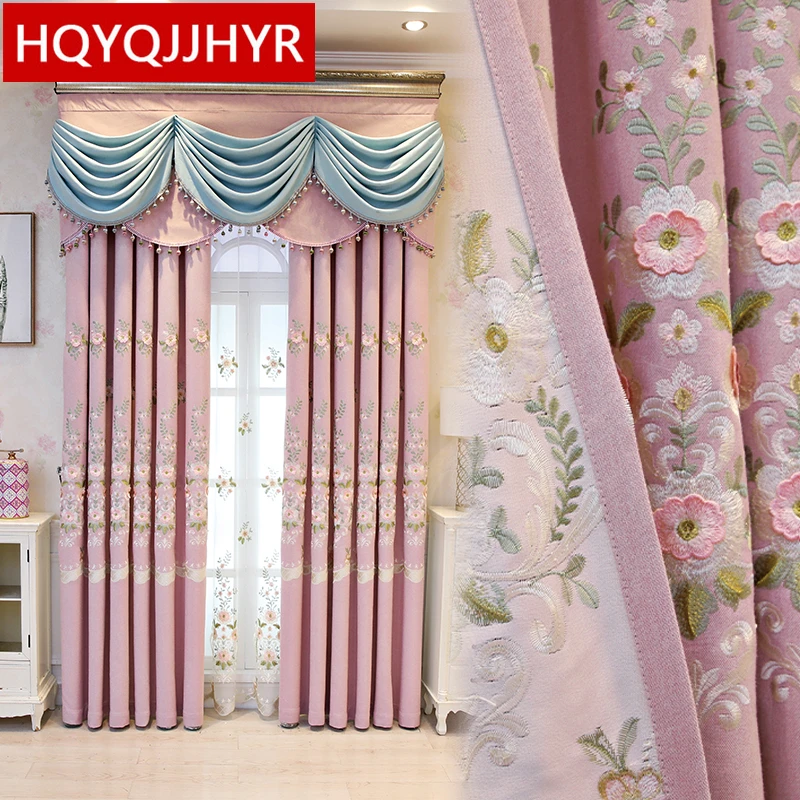 

HQYQJJHYR Modern High-Quality Three-Dimensional Embroidered Blackout Living Room Curtains Voile Curtain For Bedroom Apartments