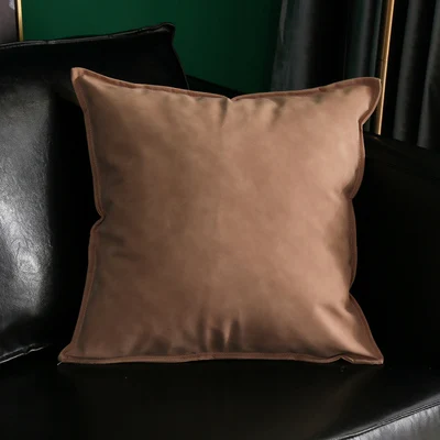 Шоколад 45X45/60X60/70X70 см, Одноцветный кожаный чехол для дивана, наволочка для подушки, автомобильная декоративная большая поясная наволочка - Цвет: Шоколад