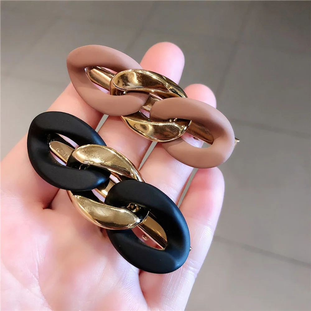 

Vintage Acrylic Resin Chain Hair Clips Hairpins Barrettes Hairgrips For Women Girls Personality Hair Accessories