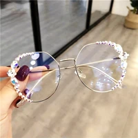 high quality blue light blocking glasses luxury rhinestone reading glasses anti fatigue eye protection eyeglasses optical lens