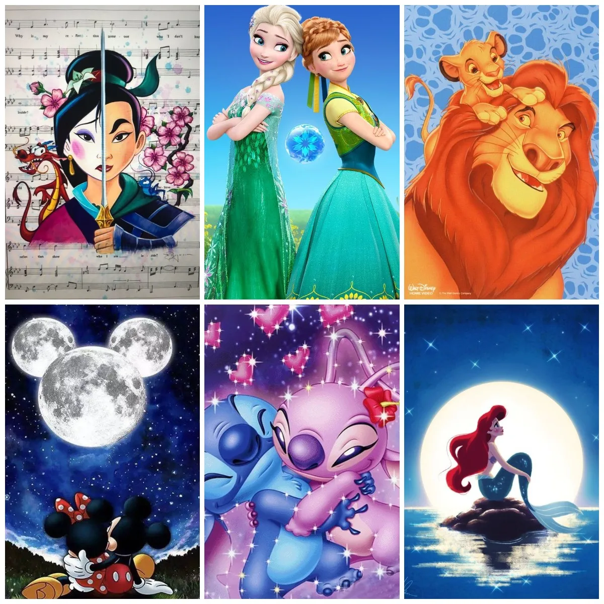Diamond Painting Disney Cartoon Mickey Mouse Castle Frozen Princess Characters Round Embroidery Diamond Mosaic New Year Kid Gift