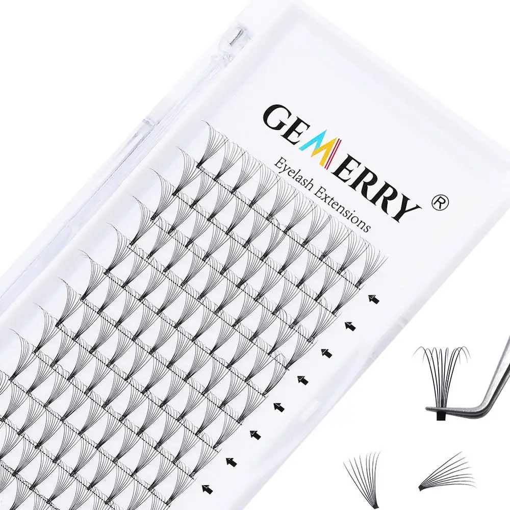 8D ресницы для наращивания макияж готовые объемные с коротким стержнем