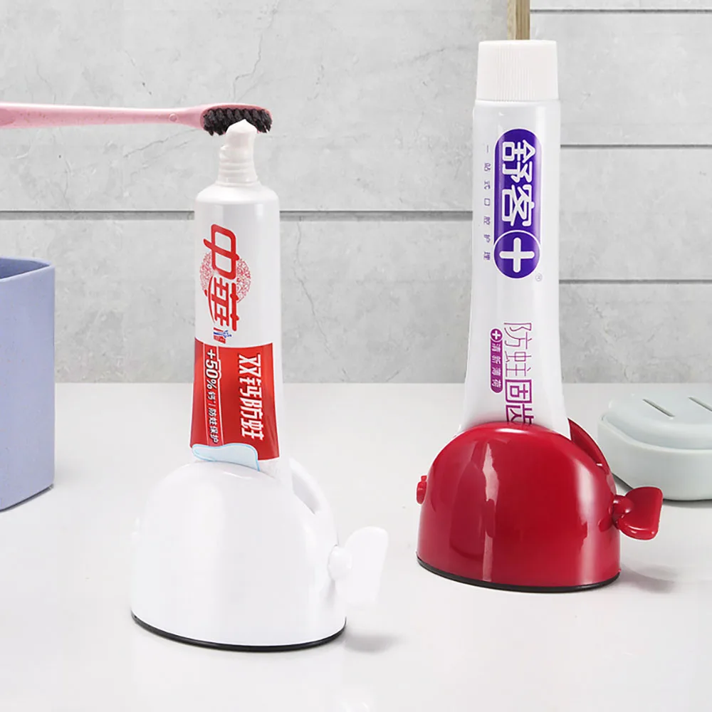

Rolling Tube Toothpaste Squeezer Seat Holder Stand Rotate Rollers Face Wash Tubes Standing Holder Bathroom Counter Cabinet HOT