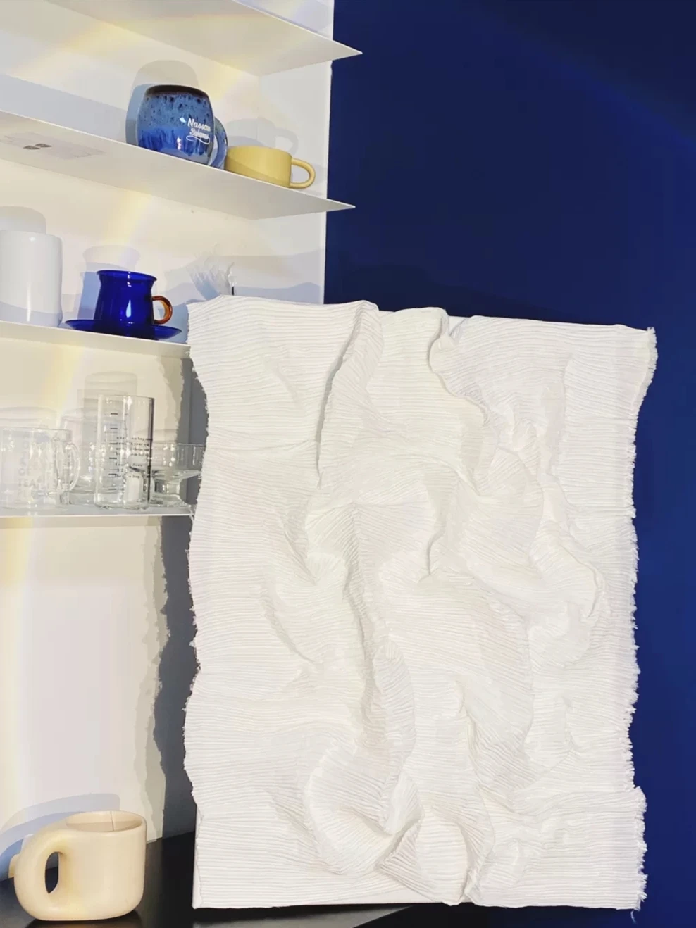 Плиссированная ткань розовые складки миаке имитация хлопка льняные нашивки