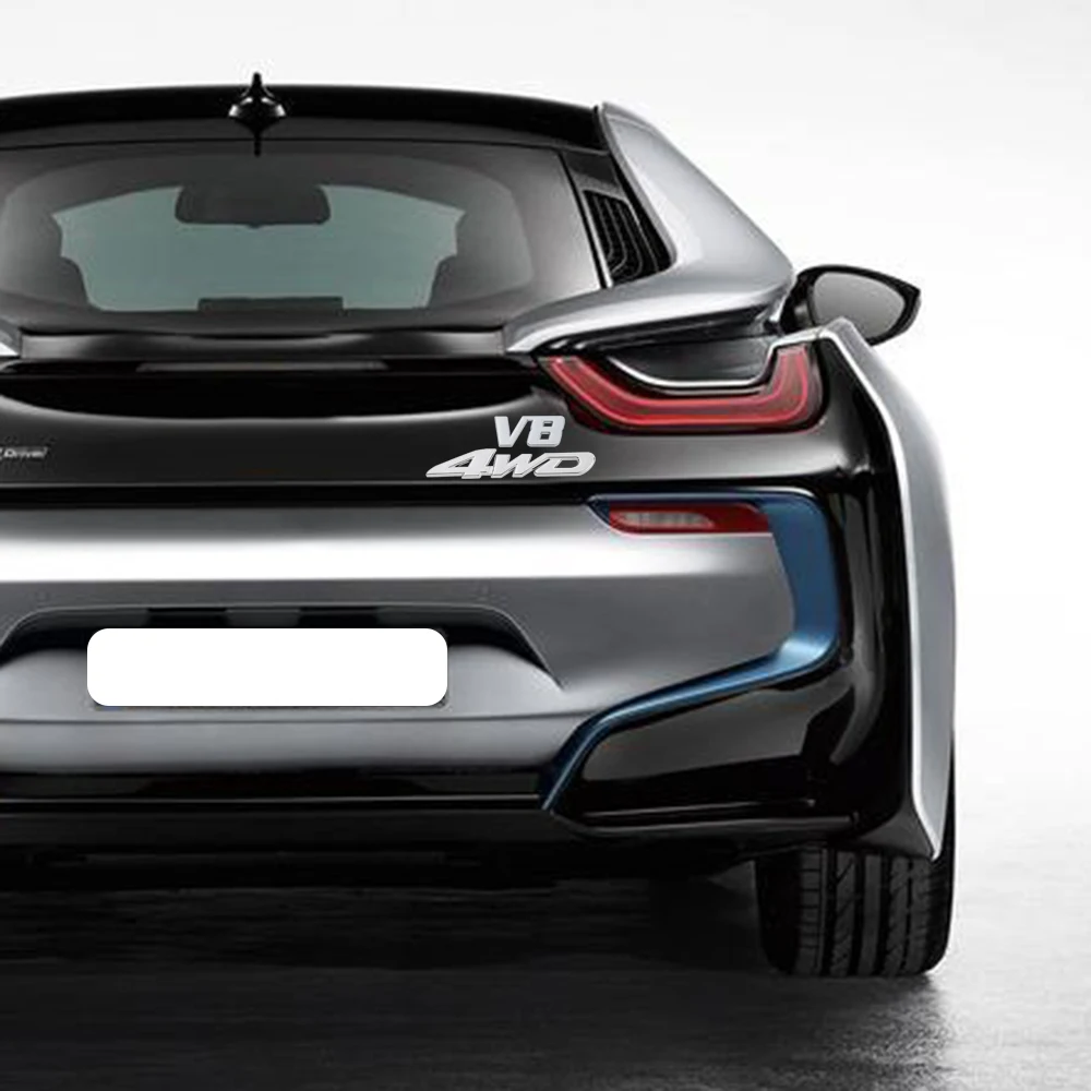 Серебряная металлическая 3D наклейка 4WD V6 V8 хромированная Автомобильная на заднюю