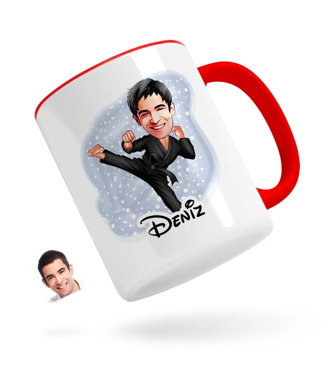 

Персонализированные Для Мужчин 'S Karateka карикатура Красного кружка Bardak-1