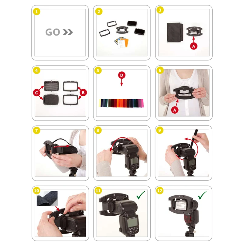 Портативный набор сотовых сеток Selens SE-Kx с цветными гелями включает в себя 2 шт.