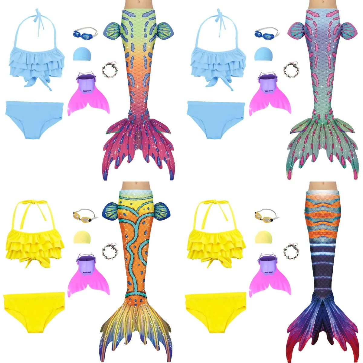 

Child Mermaid Tail Mermaid Swimming Tails for Girls Mermaid Swimsuit Fin for Kids Summer Beach Wear Swimsuits Mermaid Costume