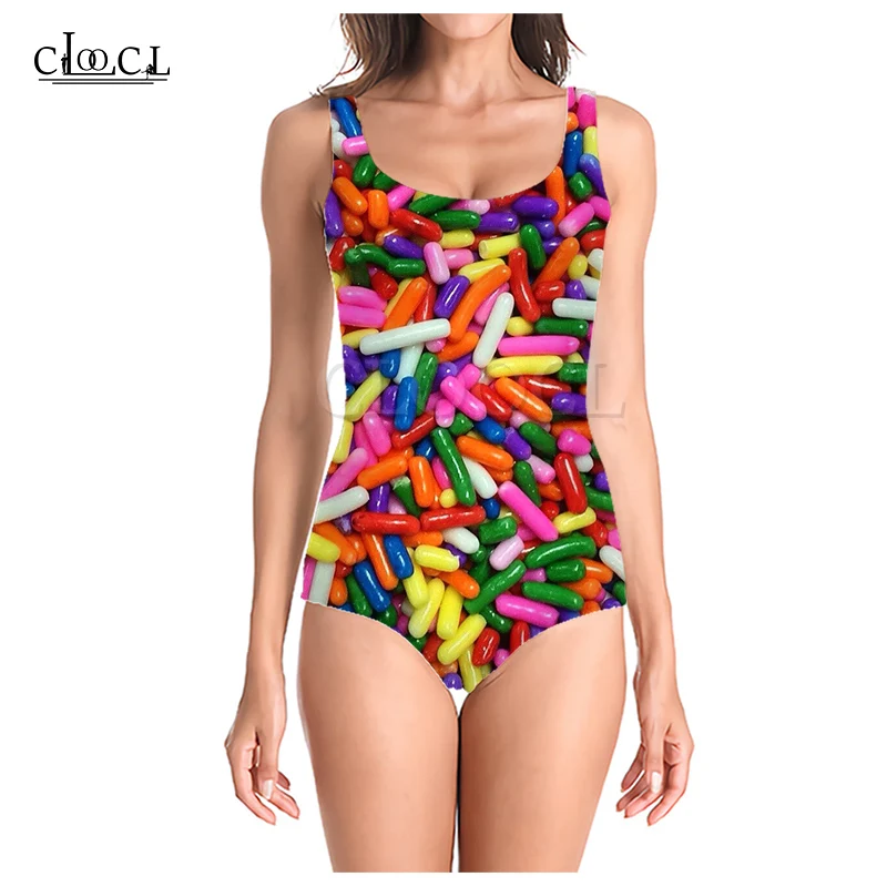 Цельный купальник CLOOCL для девушек разных цветов Серия Candy с 3D принтом купальный