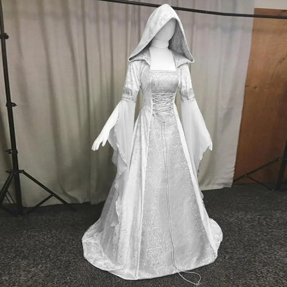 Женское платье в викторианском стиле винтажное с капюшоном эпохи Возрождения