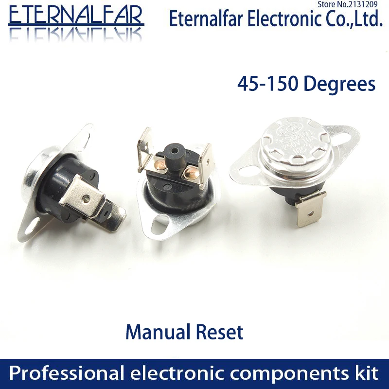 

KSD301 KSD303 10A 45 65 97 150 C Degrees Celsius Manual Reset Thermostat Normally Closed Temperature Switch Temperature Control