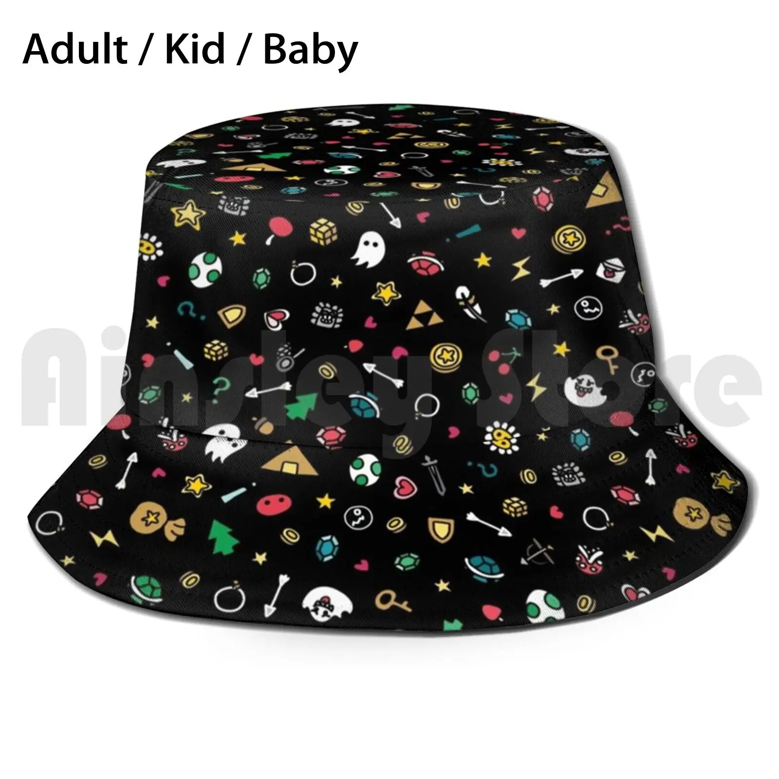 

Retro Video Games Doodles Sun Hat Foldable UV Protection Video Games Video Game Gamer Geek Geeky Nerd Nerdy Kawaii