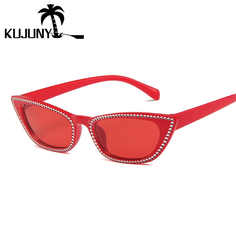 KUJUNY солнцезащитные очки кошачий глаз для Для женщин Винтаж маленькие рамки