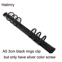 hatimry diy standerd a5 black color 3cm rings binder clip for sprail leather notebook sliver color notebook binder clip