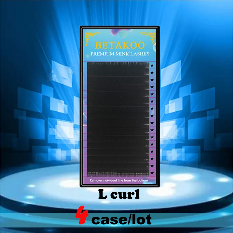 

4 boxes BETAKOO L curl 16Rows Faux mink individual eyelash lashes maquiagem cilios for professionals soft mink eyelash extension