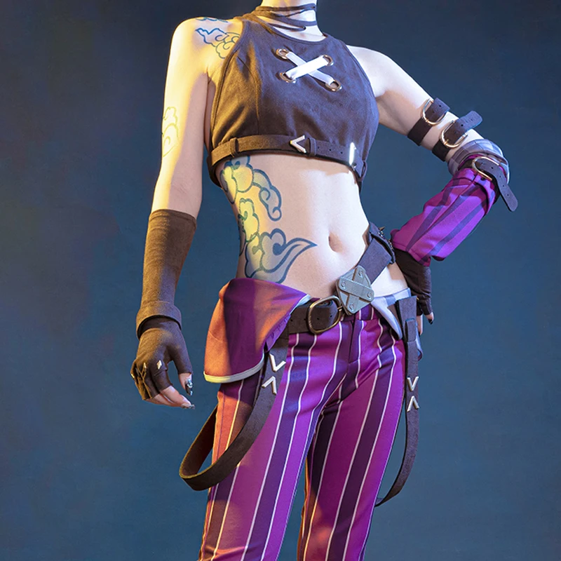 

Новый костюм Jinx для косплея LoL аниме «Битва за две Сити» женская фиолетовая одежда наряд на Хэллоуин B