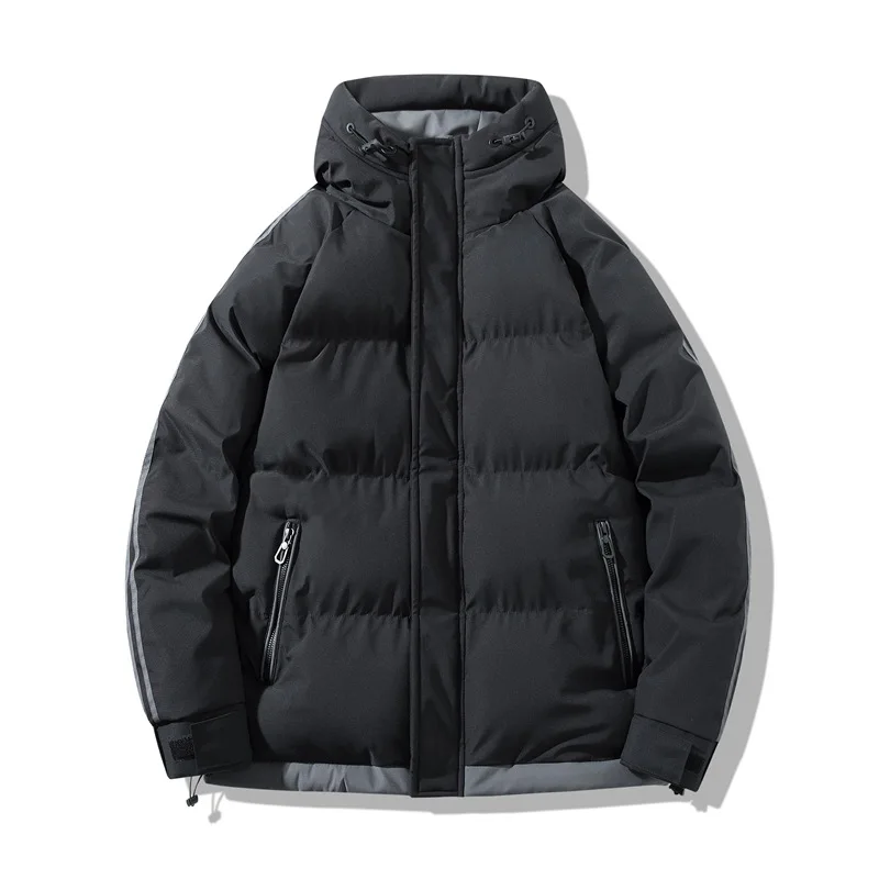 

Новинка 2022, зимняя мужская стеганая куртка, утепленная мужская куртка с капюшоном, теплое пальто на молнии, верхняя одежда, черный подарок