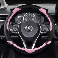 37 38cm car steering wheel cover non slip pu leather for toyota corolla camry rav4 auris prius yalis avensis auto accessories